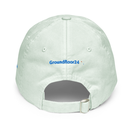 Liechtenstein Pastel baseball hat Groundfloor24 with 3 Logos.