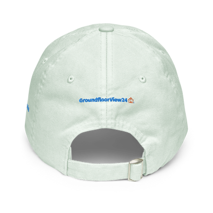 North Macedonia Pastel baseball hat GroundfloorView24 with 3 Logos.
