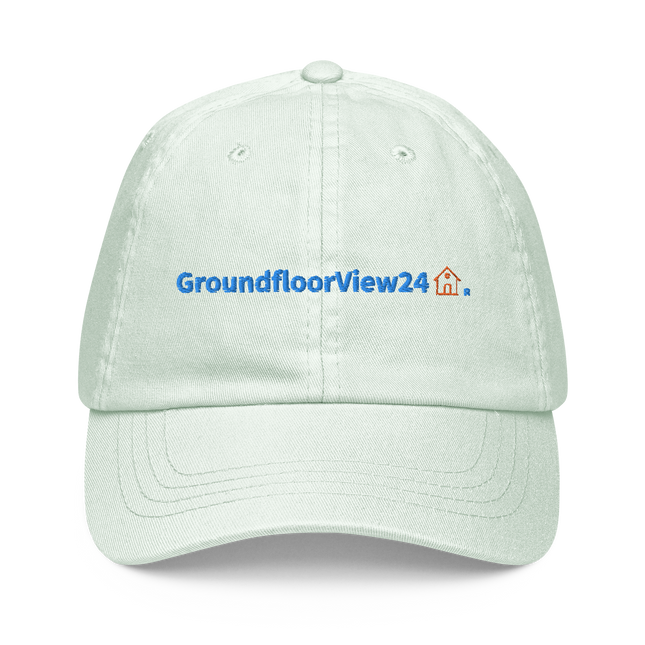 Latvia Pastel baseball hat GroundfloorView24 with 3 Logos.