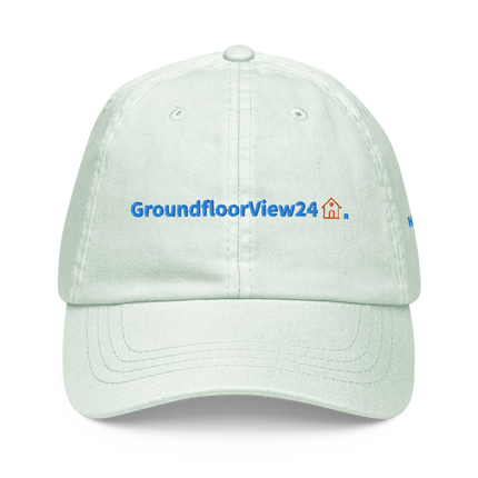 North Macedonia Pastel baseball hat GroundfloorView24 with 3 Logos.