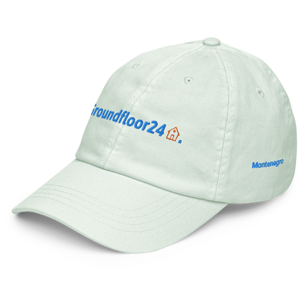 Montenegro Pastel baseball hat Groundfloor24 with 3 Logos.