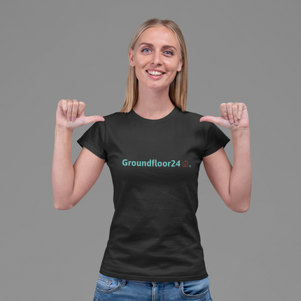 Unisex Short Sleeve V-Neck T-Shirt with Groundfloor24 Logo
