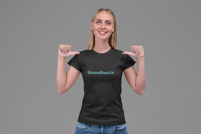 Unisex Short Sleeve V-Neck T-Shirt with Groundfloor24 Logo