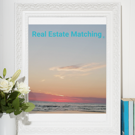 Sunset Sinari Framed photo paper poster with Real Estate Matching Logo