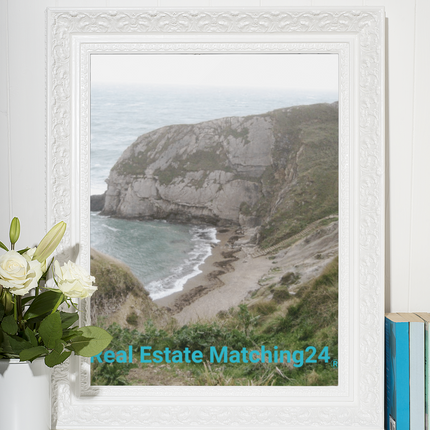 Sea & Hills Framed photo paper poster with realestatematching24 without key Logo