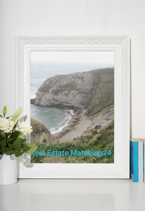 Sea & Hills Framed photo paper poster with realestatematching24 without key Logo