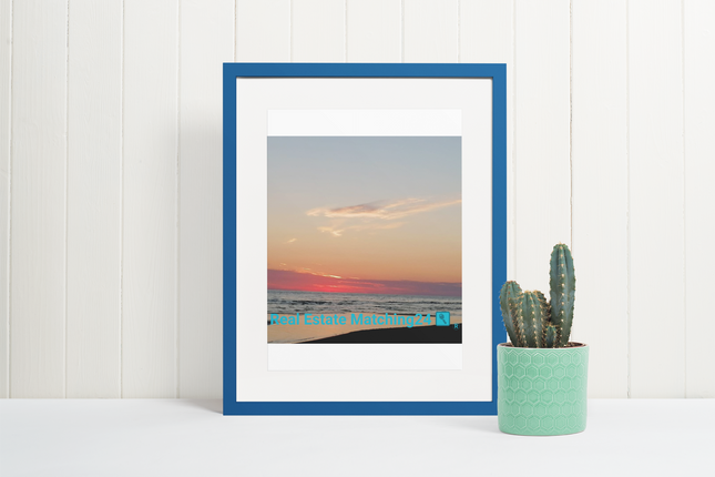 Sunset Sinari Thin canvas with Real Estate Matching24 Logo