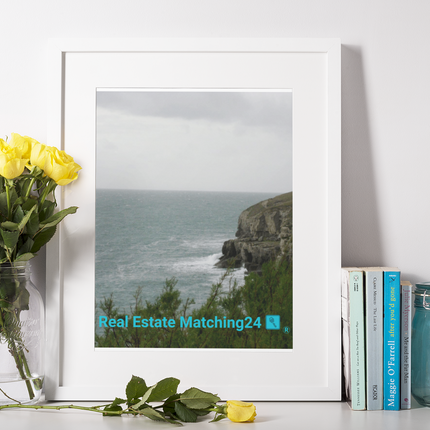 Seaside Serenity Framed photo paper poster with realestatematching24 with key Logo