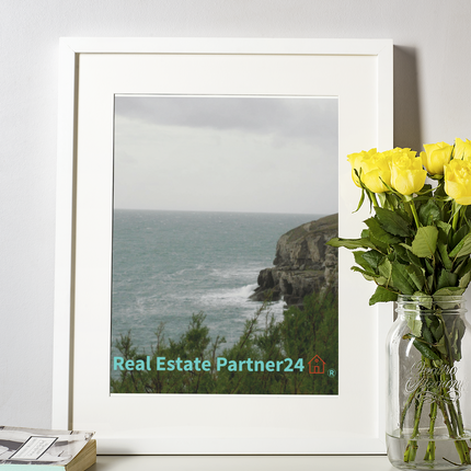 Seaside Serenity Framed photo paper poster with realestatepartner24 with house Logo