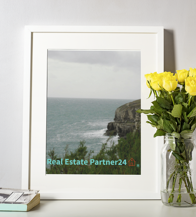 Seaside Serenity Framed photo paper poster with realestatepartner24 with house Logo