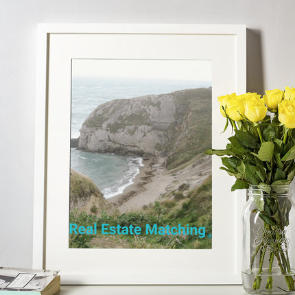 Sea & Hills Framed canvas with realestatematching without key Logo