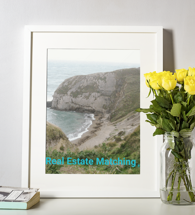 Sea & Hills Framed canvas with realestatematching without key Logo