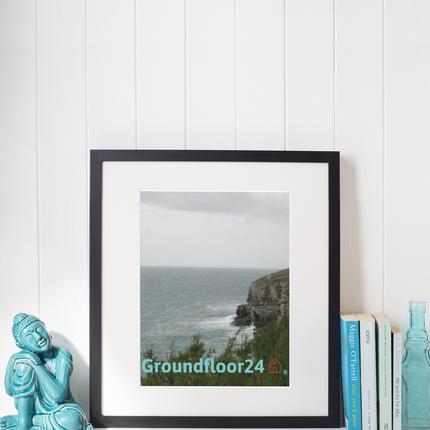 Seaside Serenity Framed poster with Groundfloor24 with House Logo