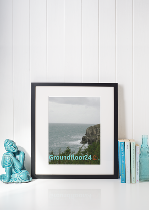 Seaside Serenity Framed poster with Groundfloor24 with House Logo