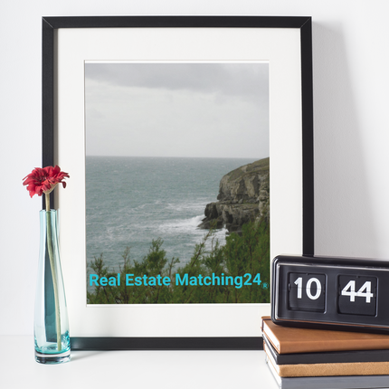 Seaside Serenity Framed photo paper poster with realestatematching24 without key Logo