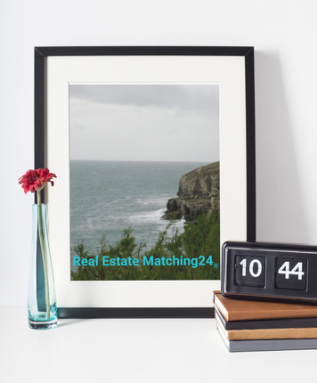 Seaside Serenity Framed photo paper poster with realestatematching24 without key Logo