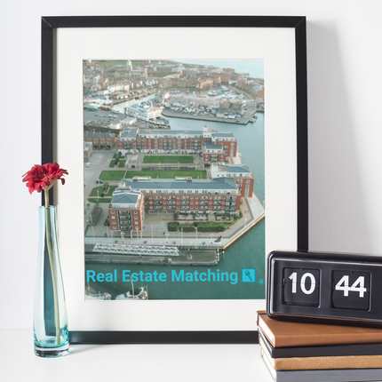 Nice City Framed poster with realestatematching with key Logo