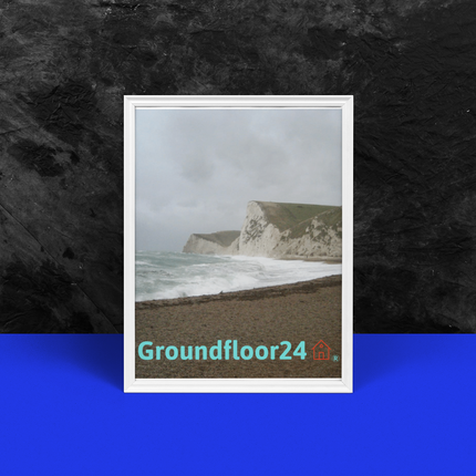Waves and Sand Framed poster with Groundfloor24 with House Logo