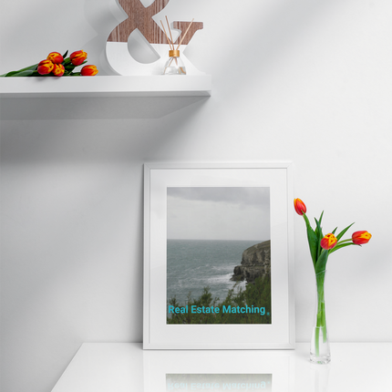 Seaside Serenity Framed photo paper poster with realestatematching without key Logo