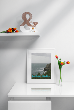 Seaside Serenity Framed photo paper poster with realestatematching without key Logo