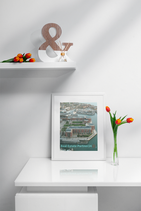Nice City Framed poster with realestatepartner24 with house Logo