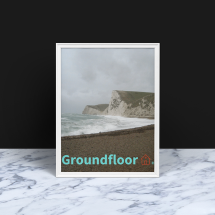 Waves and Sand Framed poster with Groundfloor with House Logo