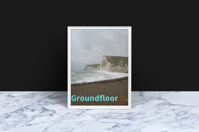 Waves and Sand Framed poster with Groundfloor with House Logo