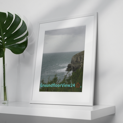 Seaside Serenity Framed poster with groundfloorview24 with House Logo