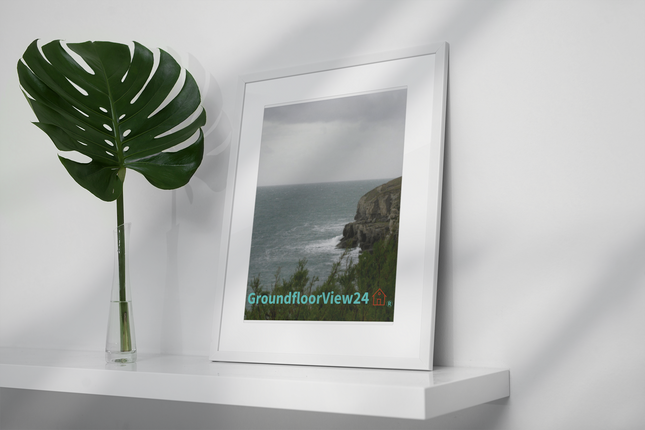 Seaside Serenity Framed poster with groundfloorview24 with House Logo