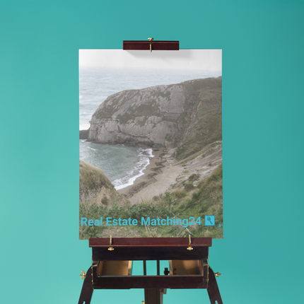 Sea & Hills Thin canvas with realestatematching24 with key Logo