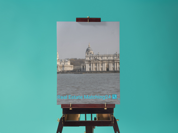 Riverside Beauty Thin canvas with realestatematching24 with key Logo