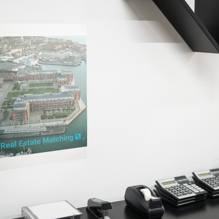 Nice City Poster with realestatematching with key Logo