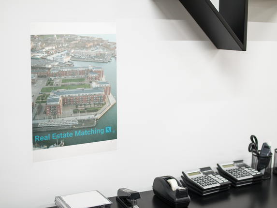Nice City Poster with realestatematching with key Logo
