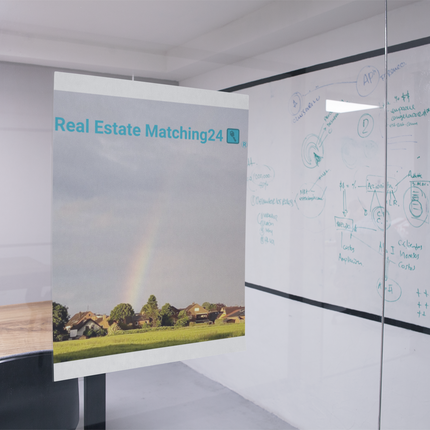 The Rainbow Sinari Poster with hangers with Real Estate Matching24 Logo