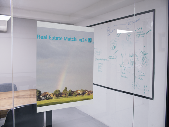 The Rainbow Sinari Poster with hangers with Real Estate Matching24 Logo