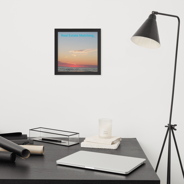 Sunset Sinari Framed photo paper poster with Real Estate Matching Logo