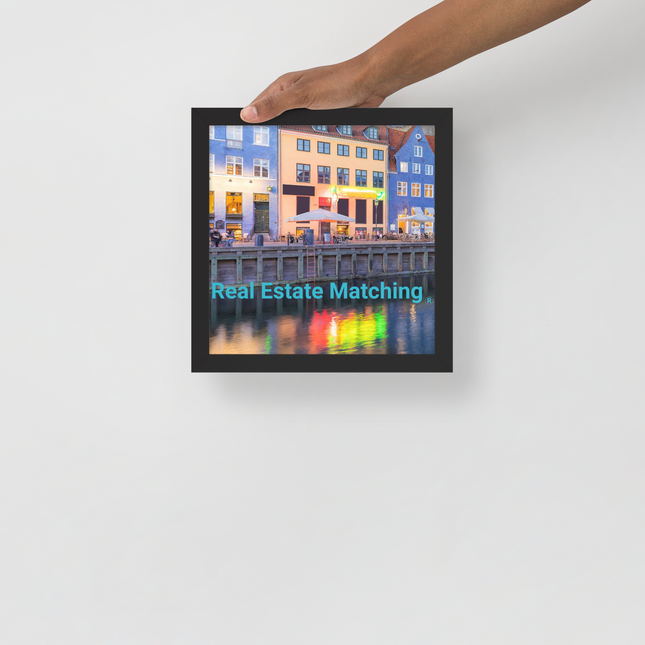 Nyhavn Framed photo paper poster with Real Estate Matching Logo