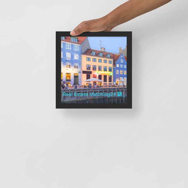 Nyhavn Framed photo paper poster with Real Estate Matching24 Logo
