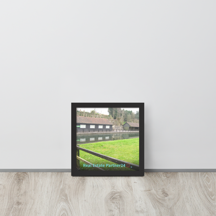 Lakeside Serenity Framed photo paper poster with realestatepartner24 with house Logo