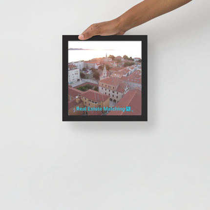Roof Sunset View Framed photo paper poster with realestatematching with key Logo
