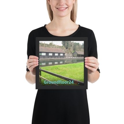 Lakeside Serenity Framed photo paper poster with Groundfloor24 with House Logo