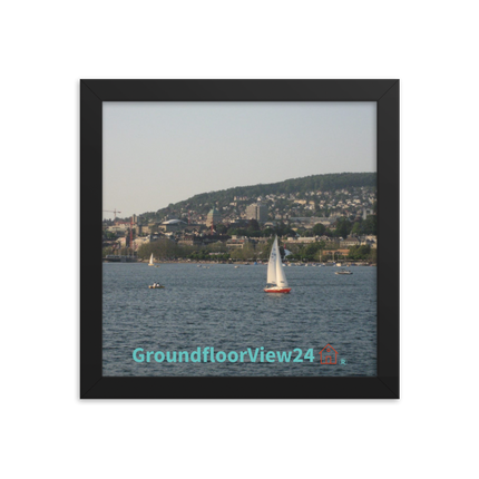 Beautiful River & Hills Sinari Framed photo paper poster with groundfloorview24 with House Logo