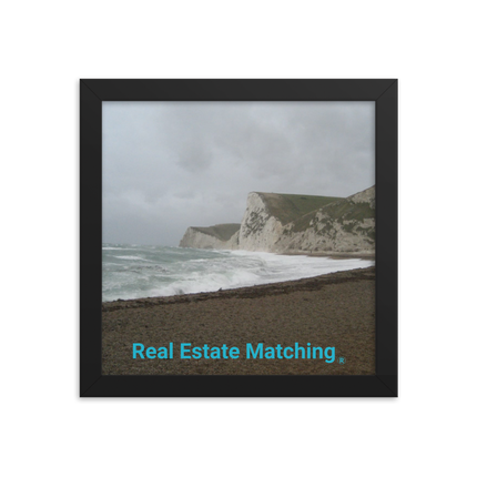 Waves and Sand Framed photo paper poster with realestatematching without key Logo
