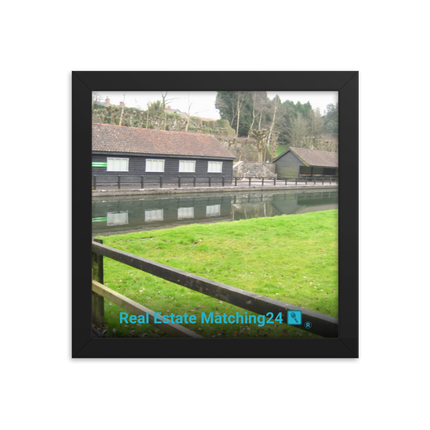 Lakeside Serenity Framed photo paper poster with realestatematching24 with key Logo