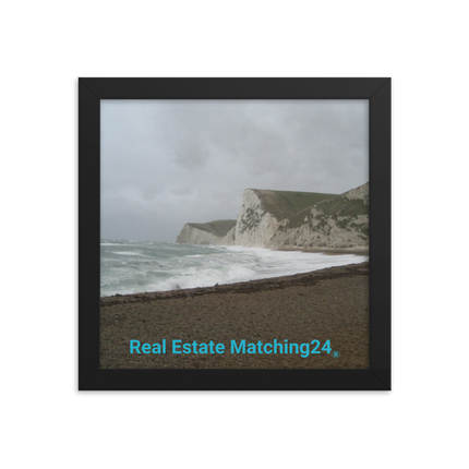 Waves and Sand Framed photo paper poster with realestatematching24 without key Logo