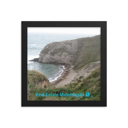 Sea & Hills Framed photo paper poster with realestatematching24 with key Logo