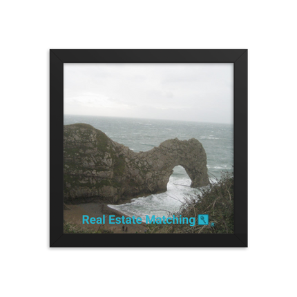 Coastal Escape Framed photo paper poster with realestatematching with key Logo