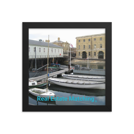 Boat on Water Framed photo paper poster with realestatematching without key Logo