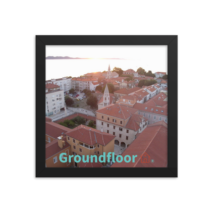 Roof Sunset View Framed photo paper poster with Groundfloor with House Logo