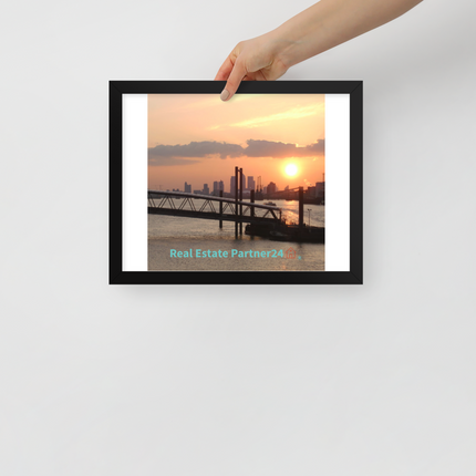 Evening Glow Framed photo paper poster with realestatepartner24 with house Logo